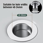 Juego de 2 tapones de lavabo con recogepelos, filtro de drenaje pop-up de acero inoxidable con cesta de filtro extraíble