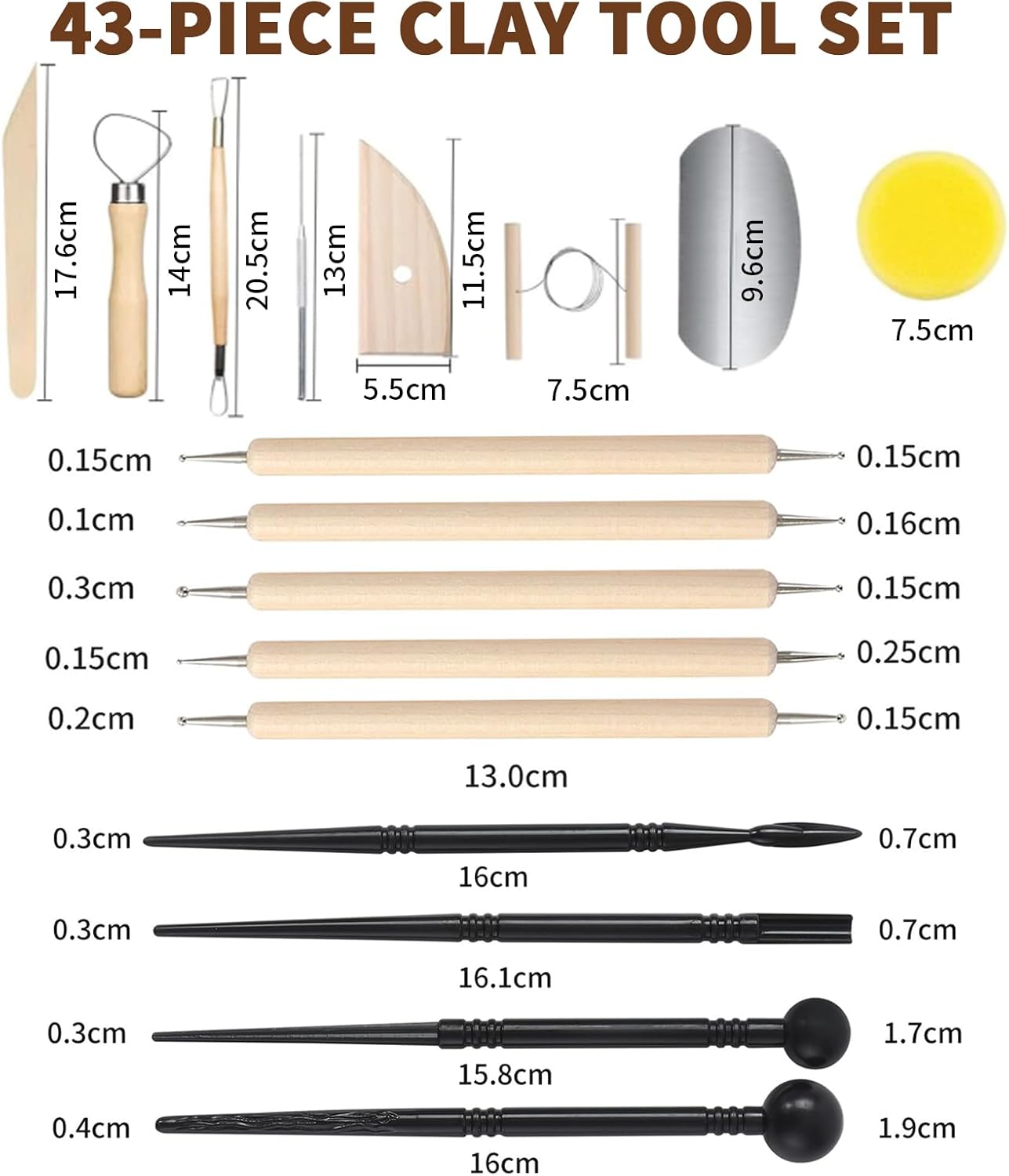 43Pcs Modeling Tools, Sculpting Tools, Modelling Tool Set, with Storage Bag for DIY Craft