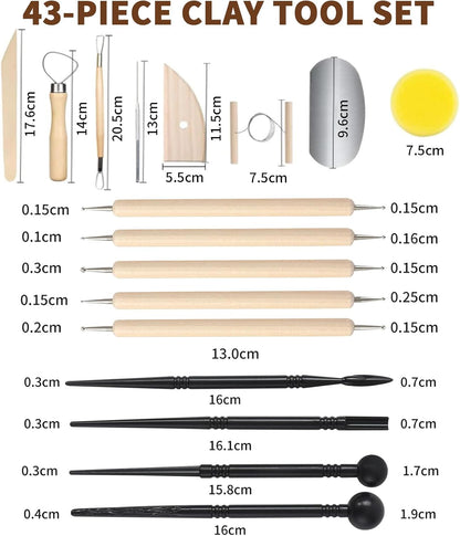 43Pcs Modeling Tools, Sculpting Tools, Modelling Tool Set, with Storage Bag for DIY Craft