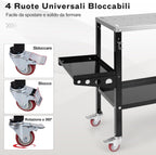 Tavolo da Lavoro, Banco da Lavoro con Supporto per Attrezzi e Vassoio, Fori per Fissaggio