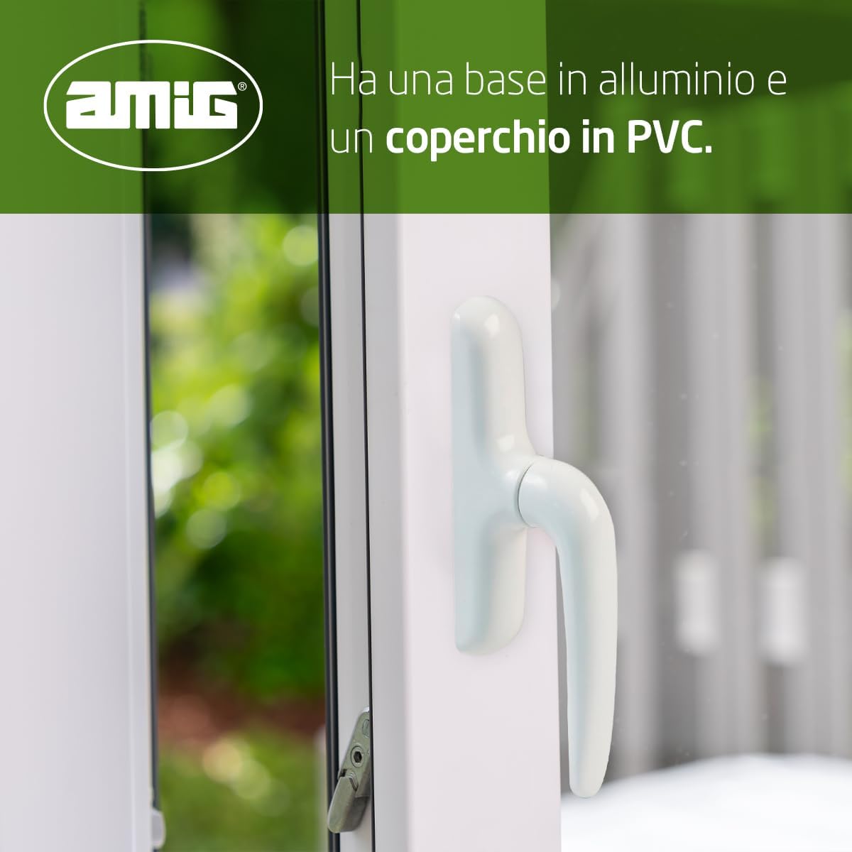 Maniglia per finestre apribili lateralmente - Base in alluminio - Copertura in PVC - Colore nero - Viti nascoste - 172 x 27 x 59 mm - Senza quadrante