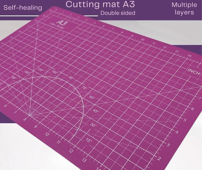 Professional Cutting Mat A3 Pink and Lilac Perfect for Patchwork, Sewing and Crafts Self-Healing 45x30 cm