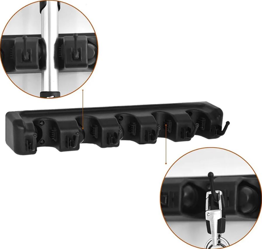 Broom Holder Wall Mount Holder Broom Mop Holder 6 Hooks Broom Holder Tool Holder Wall Mount