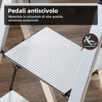 Scaletta 5 Gradini Pieghevole in Alluminio Leggera con Corrimano, Blocco di Sicurezza, Pedali Antiscivolo, Scala per Cucina Garage Casa