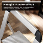 Scaletta 5 Gradini Pieghevole in Alluminio Leggera con Corrimano, Blocco di Sicurezza, Pedali Antiscivolo, Scala per Cucina Garage Casa