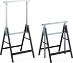 Cavalletto da Lavoro, Set da 2, Banco da Lavoro Resistente, max. 200kg, 80-130cm, Pieghevole, Nero-Argento
