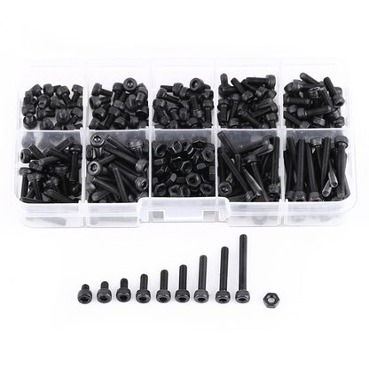 280 Pcs/Box M3 Hex Head Cap Screw Hexagon Socket Screw Metric Nut Machine Fastener Assortment