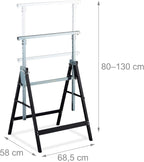 Cavalletto da Lavoro, Set da 2, Banco da Lavoro Resistente, max. 200kg, 80-130cm, Pieghevole, Nero-Argento