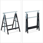 Cavalletto da Lavoro, Set da 2, Banco da Lavoro Resistente, max. 200kg, 80-130cm, Pieghevole, Nero-Argento