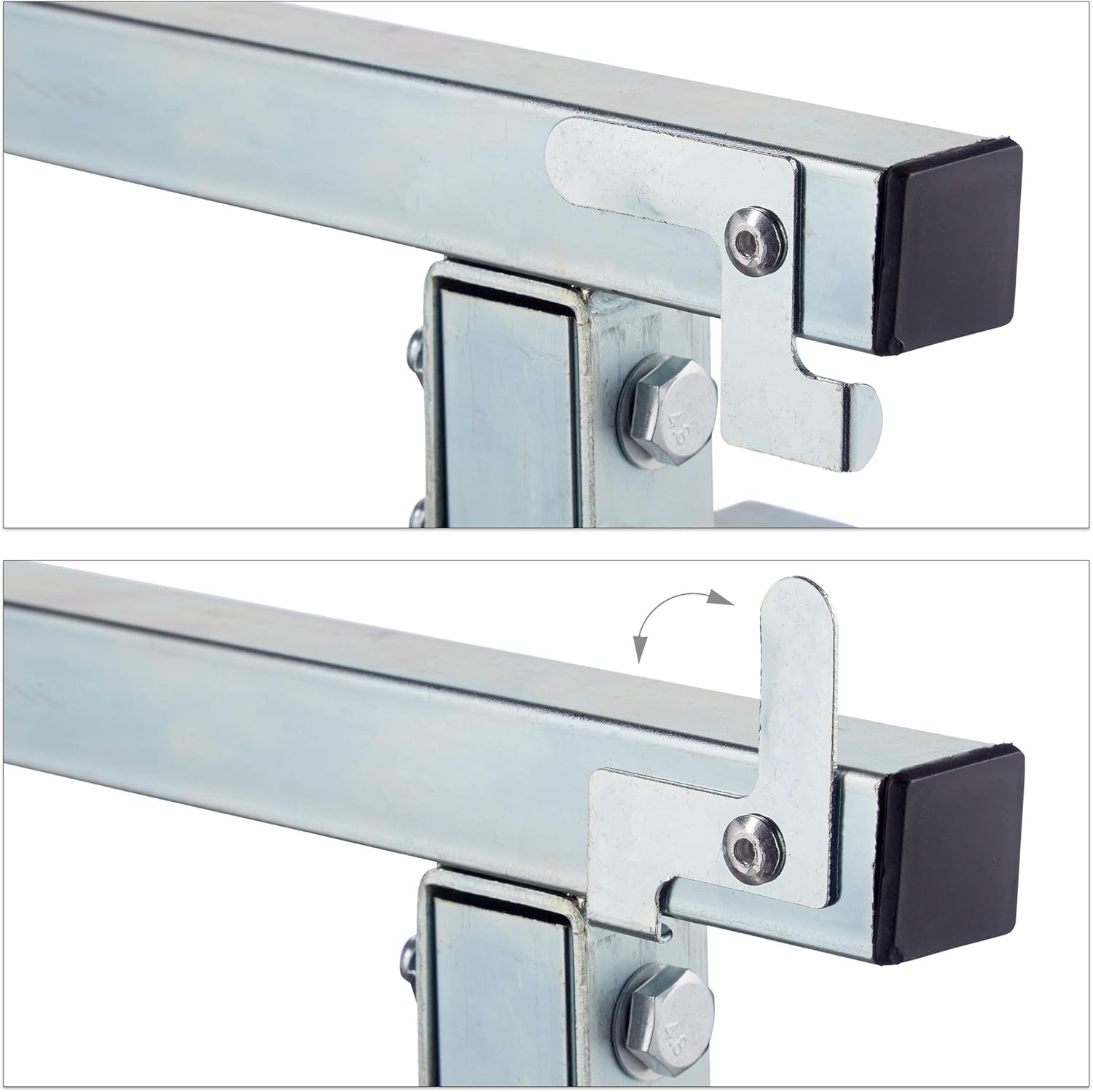 Cavalletto da Lavoro, Set da 2, Banco da Lavoro Resistente, max. 200kg, 80-130cm, Pieghevole, Nero-Argento