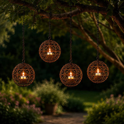 Solar Hanging Lanterns, Outdoor Garden Lighting, Waterproof Hanging Lantern, Rustic Metal Patio Decoration, Tree Gift Decoration